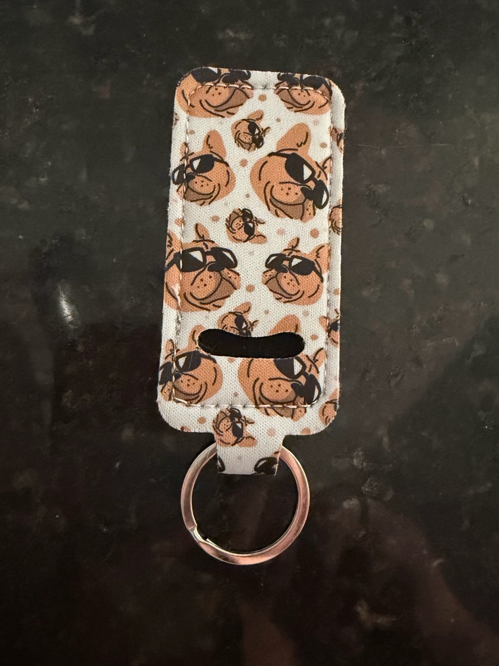 Stylish Brown Dog Pattern chapstick holder White & Brown